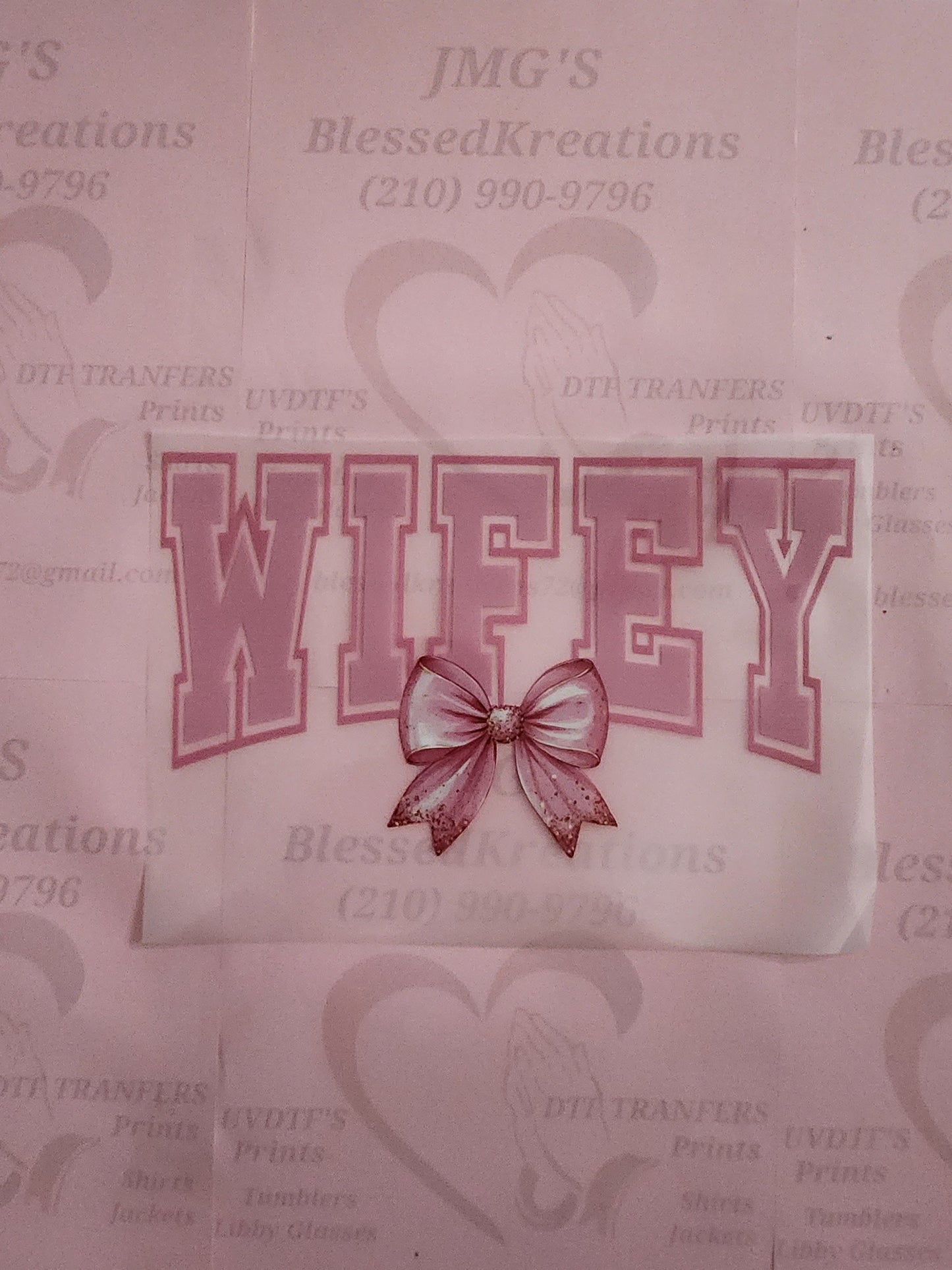 #1252 Wifey Pink Bow DTF