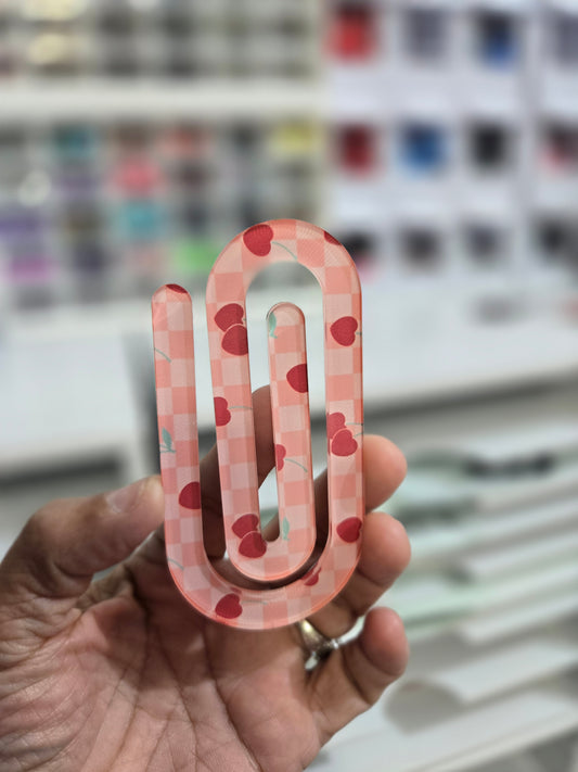 Jumbo Acrylic Sublimation Paperclip  Valentine w/ hearts