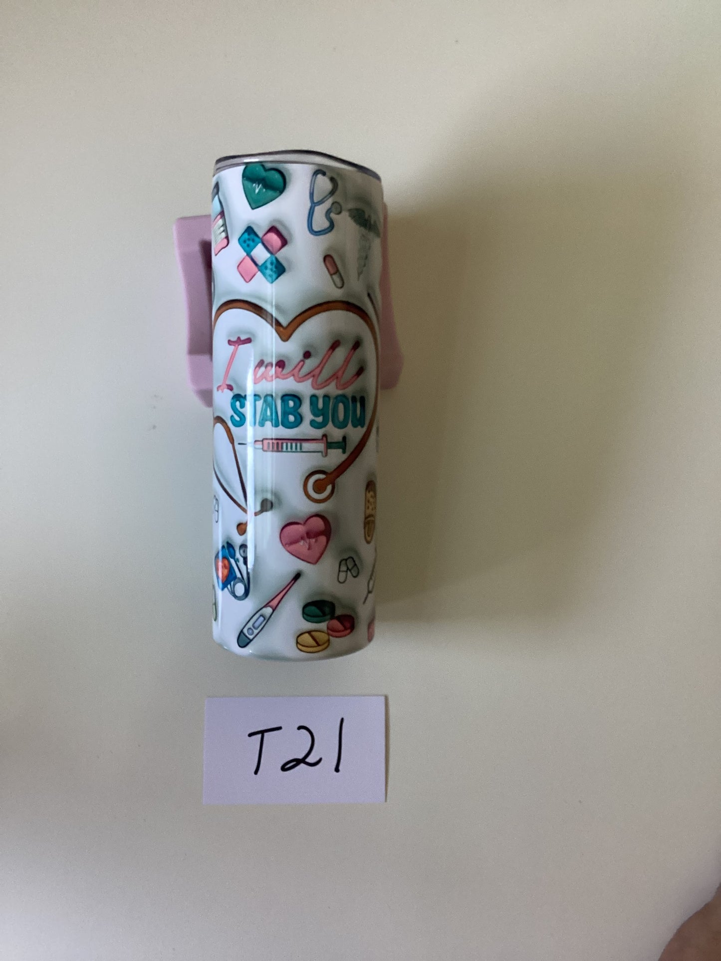 I will stab you 20oz tumbler with lid and straw