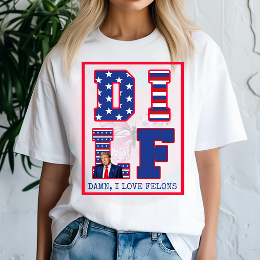 Damn I Love Felons DTF Transfer