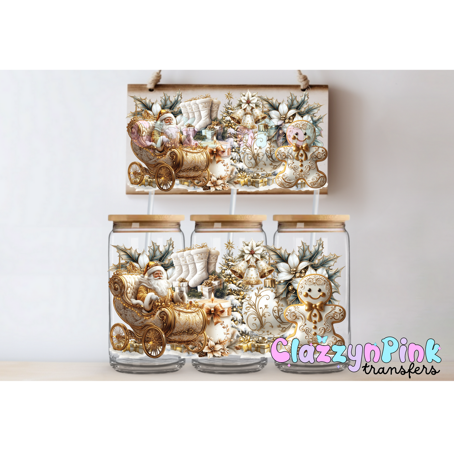 Gold Santa Sleigh 16oz