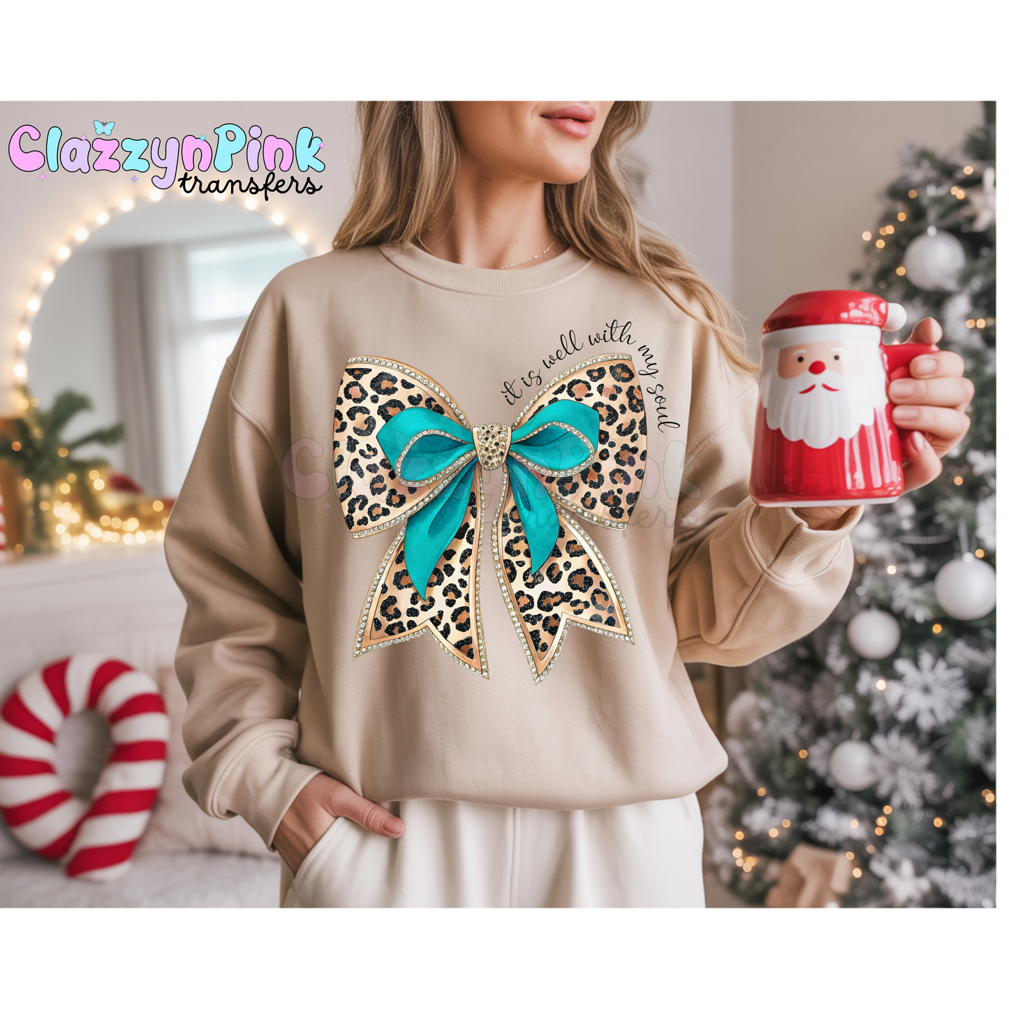 It is well with my soul turquoise bow DTF Transfer