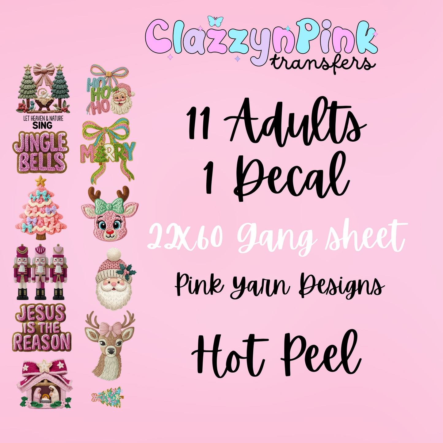 Pink Yarn 22x60 Gang Sheet