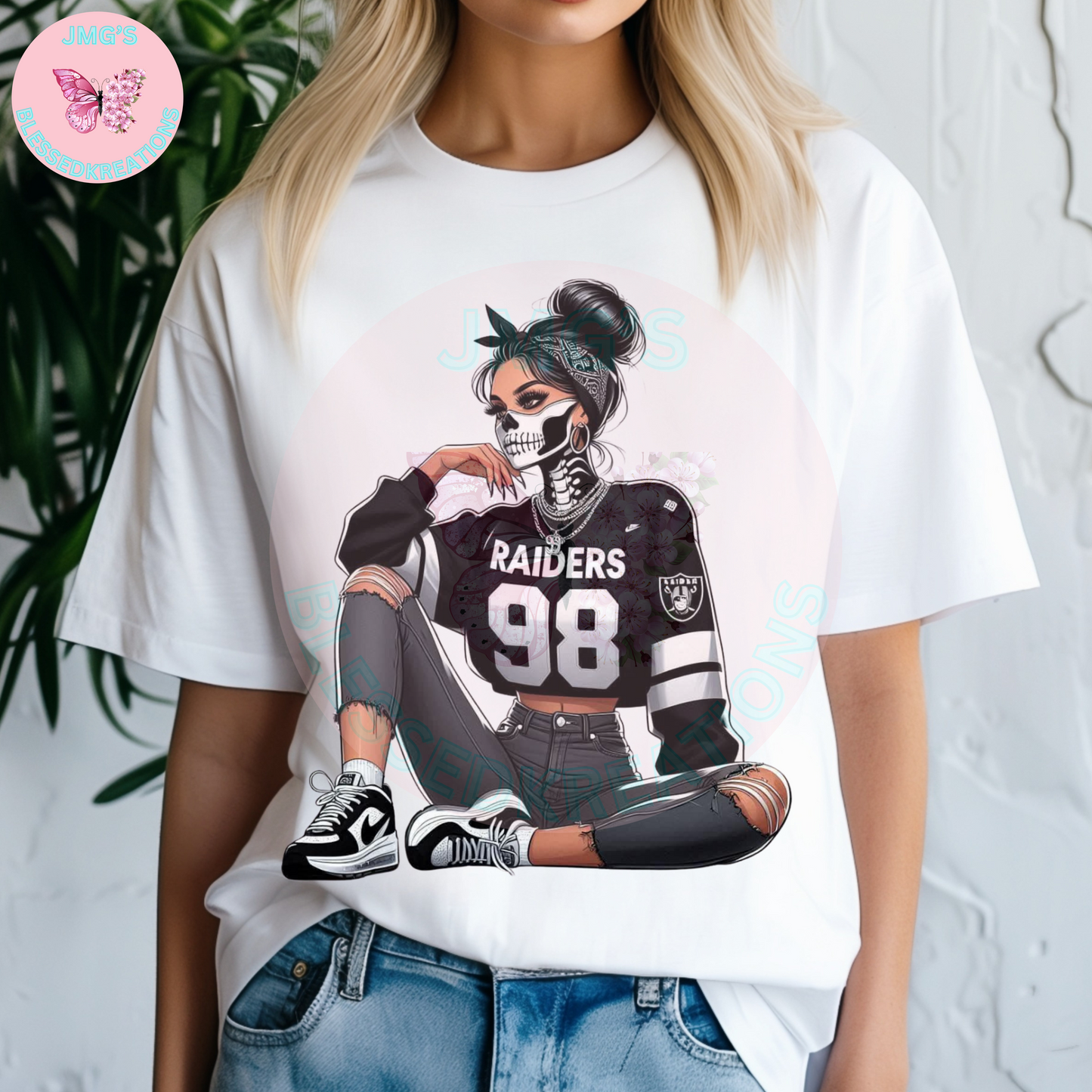 Raiders Girl Skeleton DTF Transfer