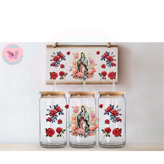 Virgin Mary Red Roses UVDTF Wrap 16oz