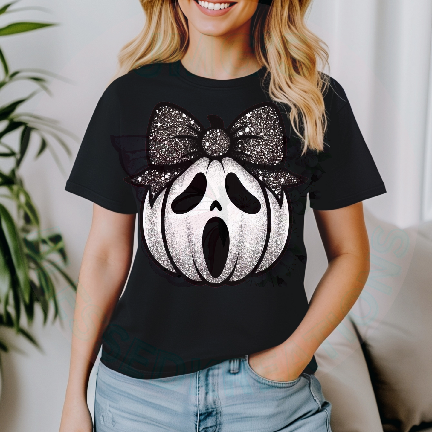 BLACK N WHITE PUMKIN DTF