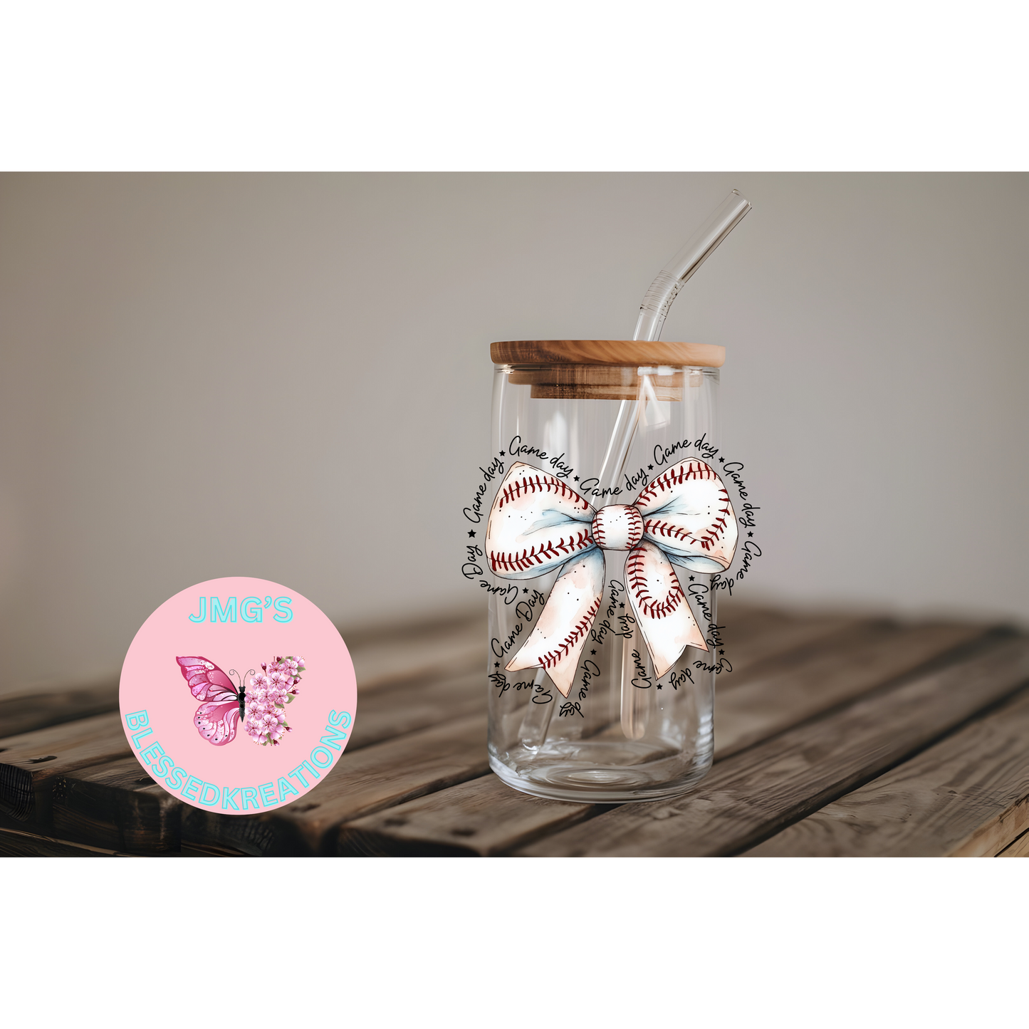 Baseball Bow 4in Decal