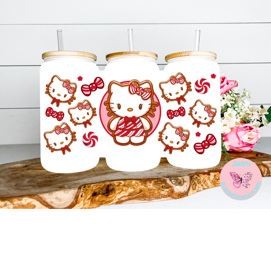 HK with a candy cane dress and bow 16oz wrap