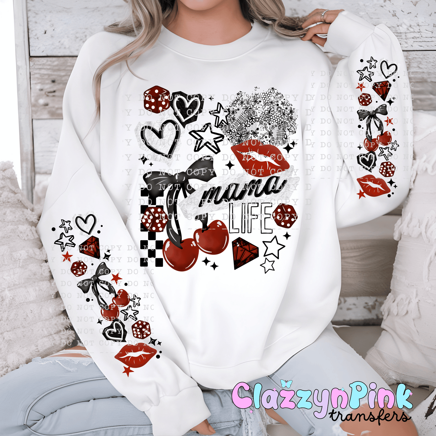 Mama Life W/ Sleeves (DTF)