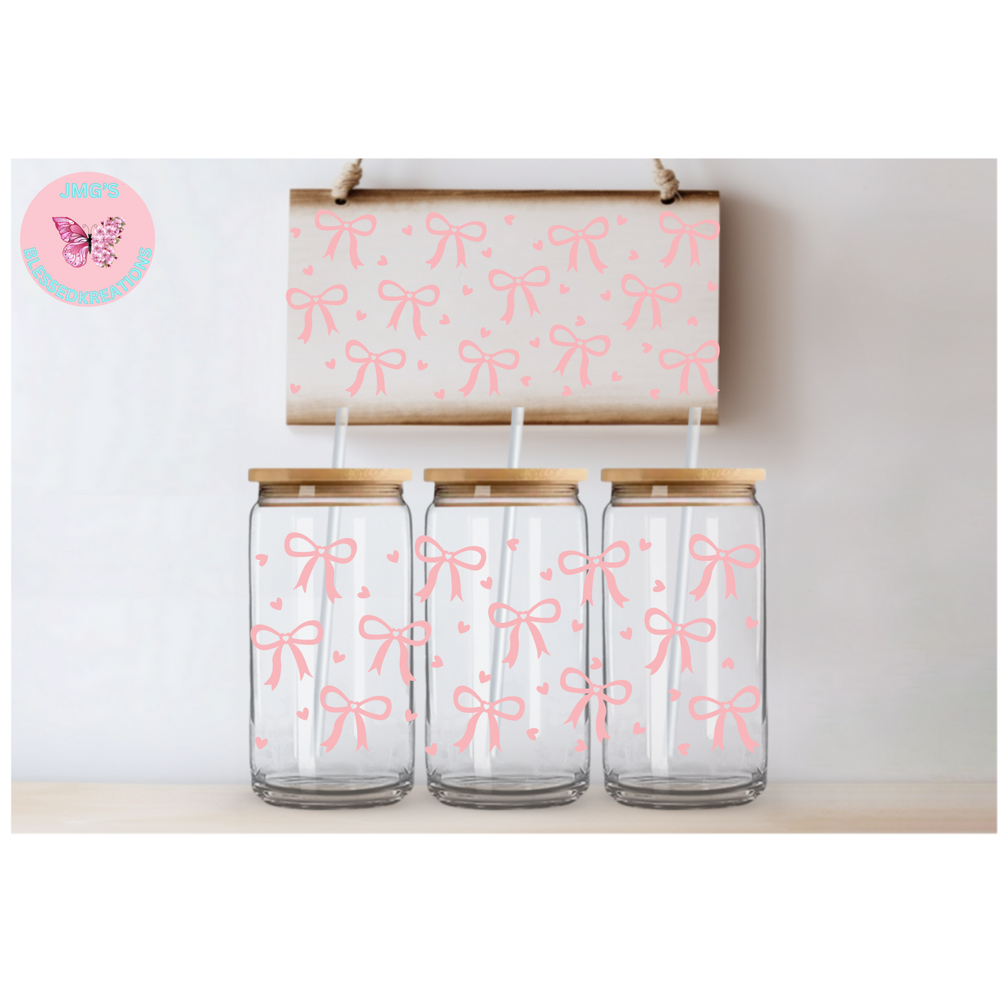 Pink Bows 16oz UVDTF WRAP