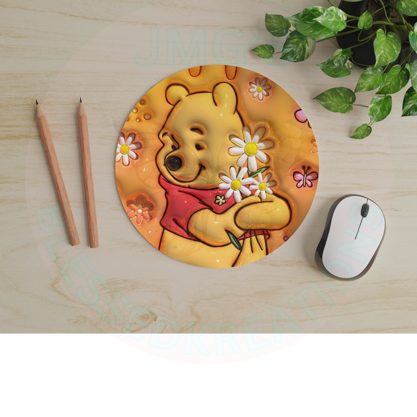 Pooh flowers Mouse Pad