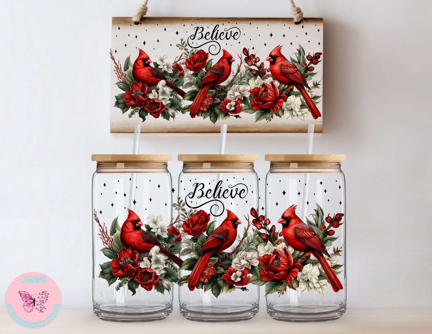 16oz Red Cardinal UVDTF Wrap