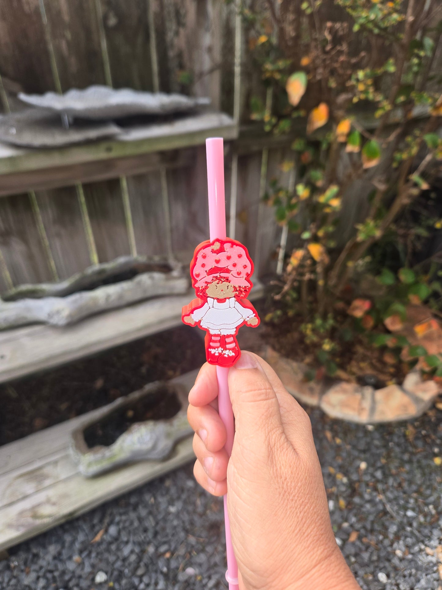 Strawberry Girl 3D Straw Topper