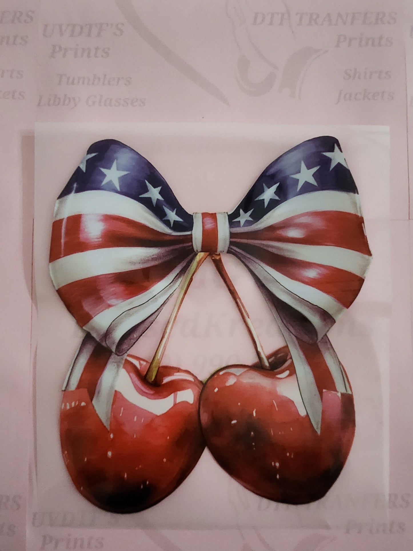 #1237 Cherries w/US flag bow DTF