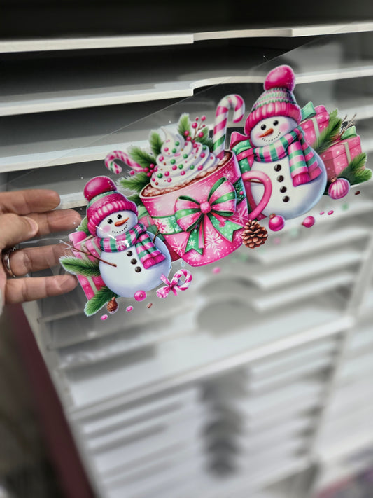 Pink Snowman 16oz Uvdtf Wraps