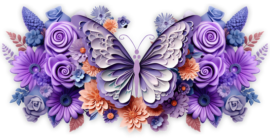 3D Purple Butterfly 16oz UVDTF WRAP