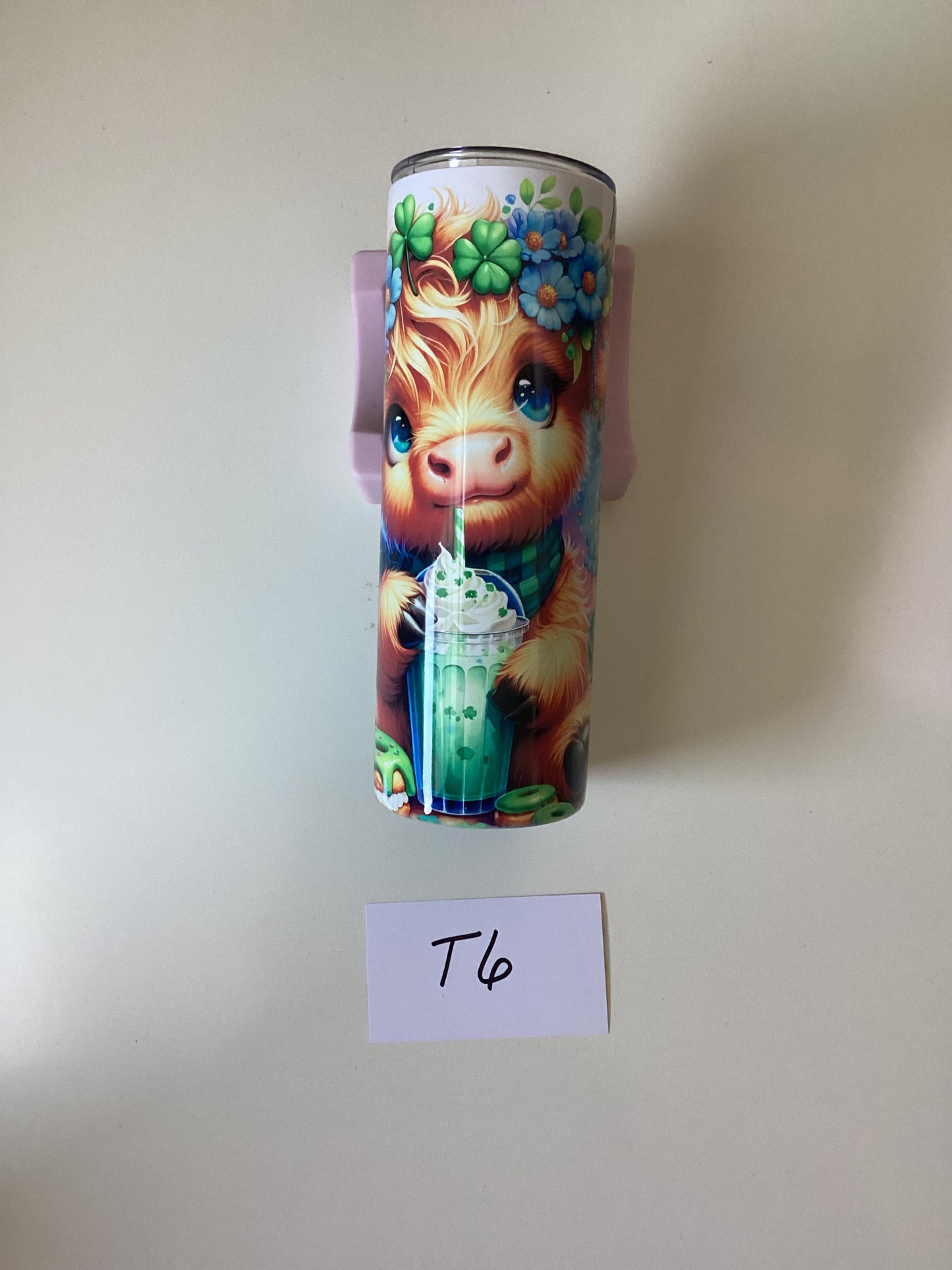 H’Land Cow 20oz Stainless Steel tumbler with lid and straw