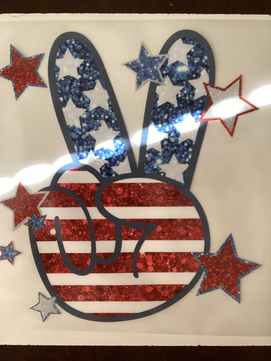 Peace red white and blue DTF transfer