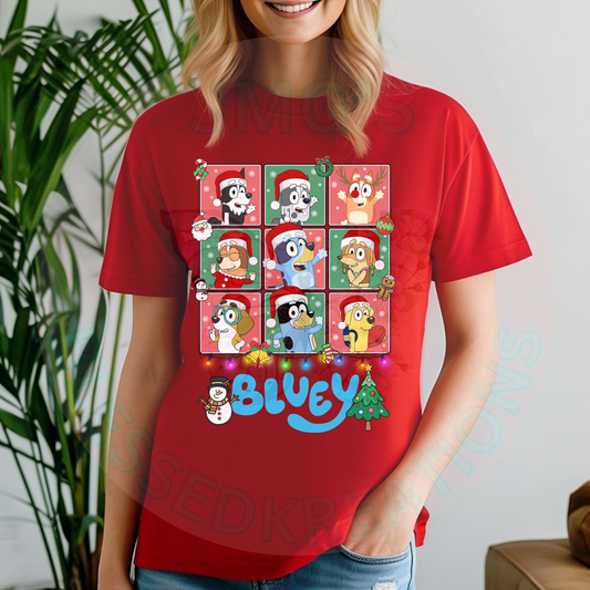 Blue Dog Christmas DTF