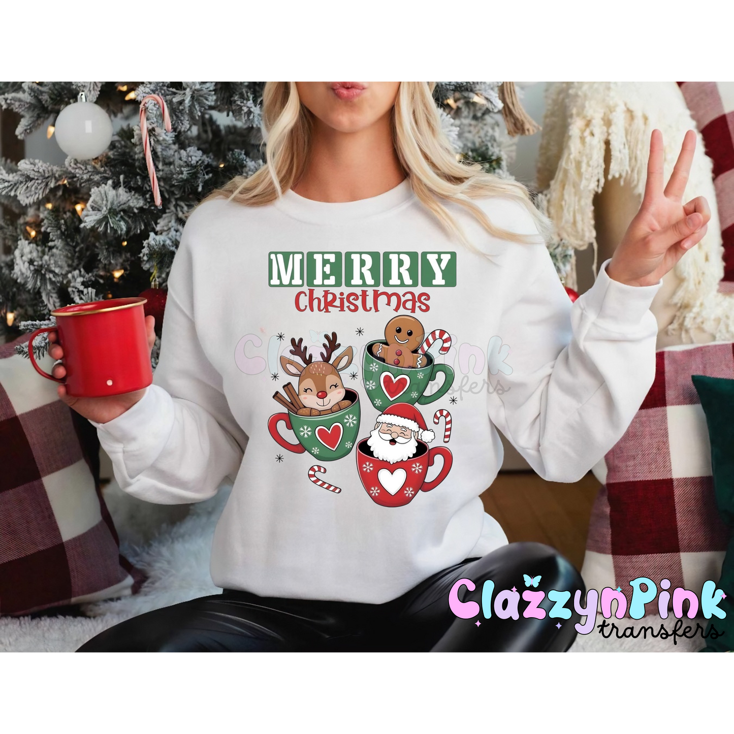MERRY XMAS CUPS DTF TRANSFER