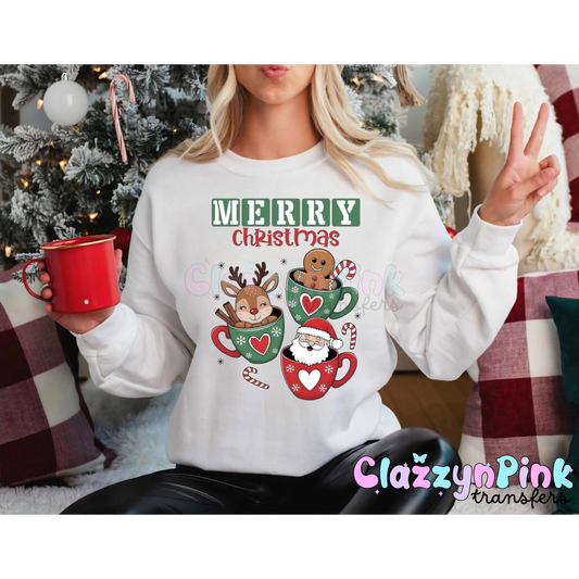 MERRY XMAS CUPS DTF TRANSFER