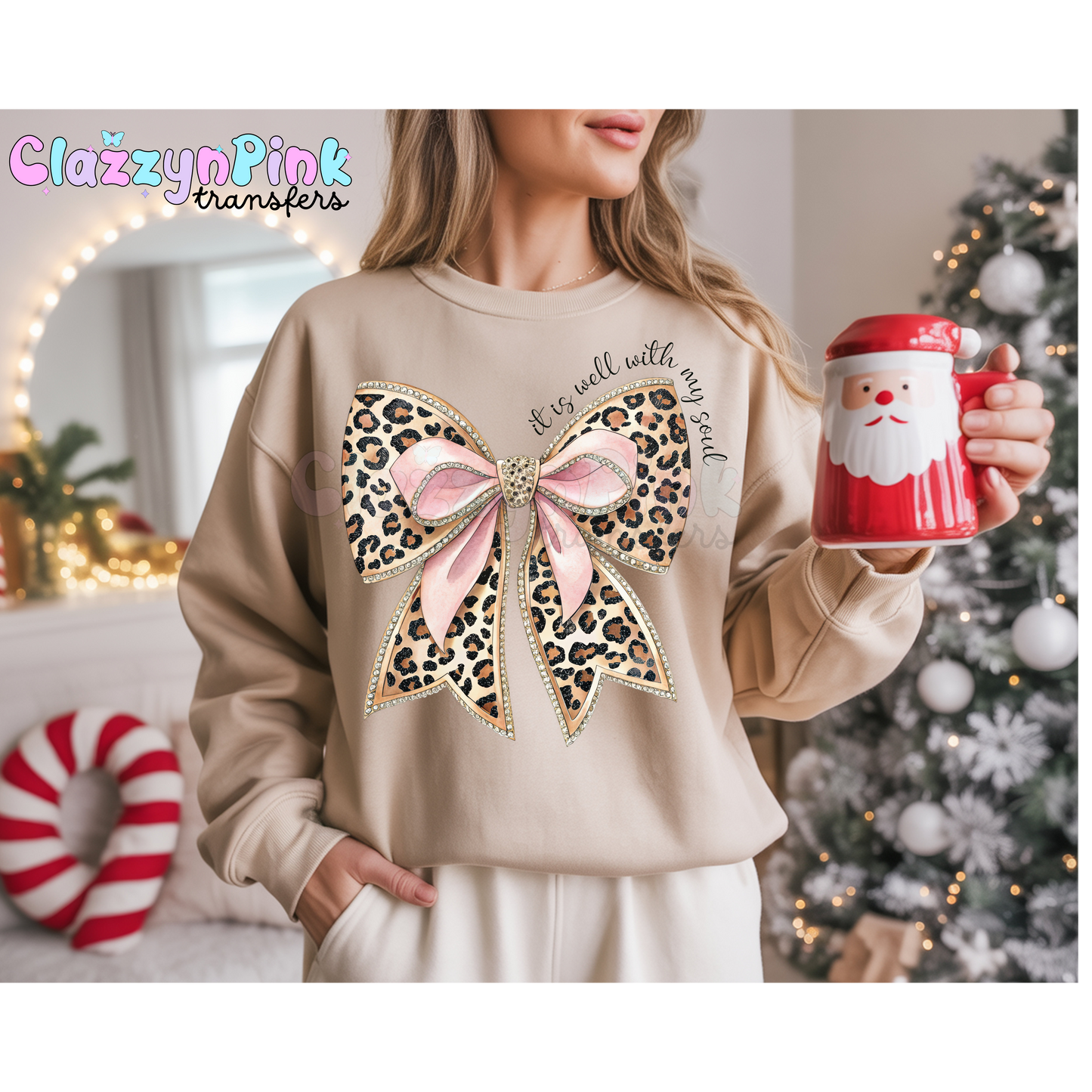 Pink Bow Cheetah Dtf Transfer