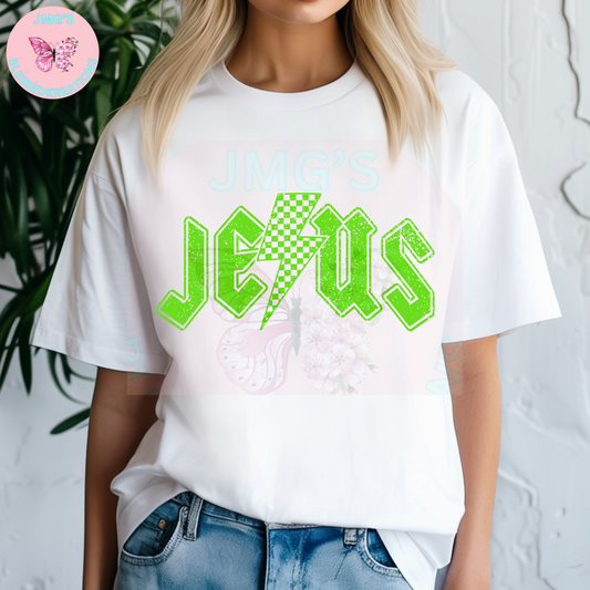 Jesus Green DTF Transfer