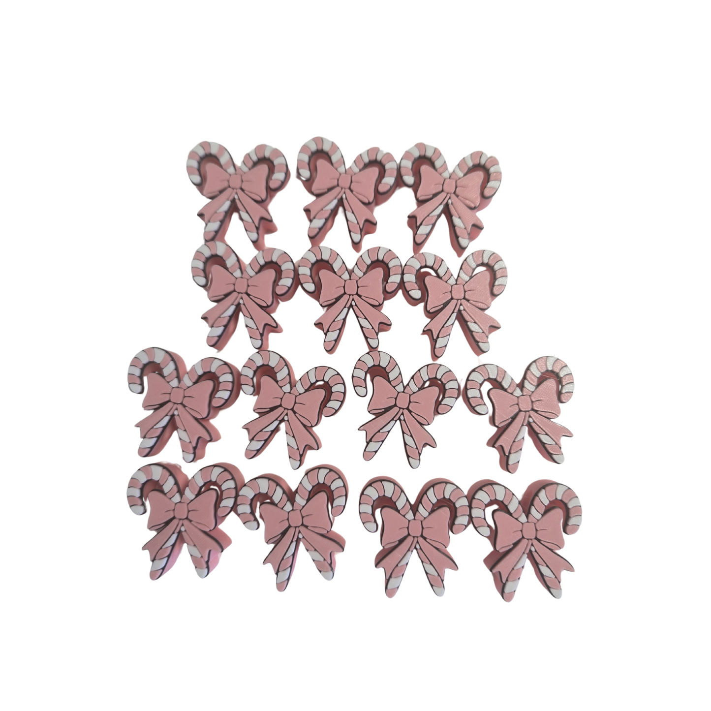 PINK AND WHITE CANDYCANE BOW 3DSTRAWTOPPER