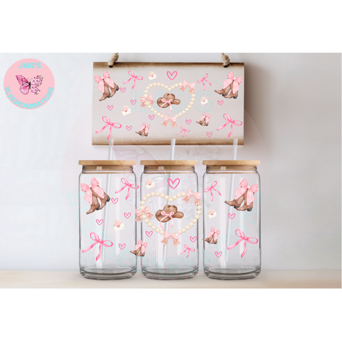 Pink Boots N Pink Hat 16oz UVDTF Wrap