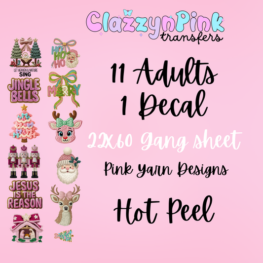 Pink Yarn 22x60 Gang Sheet