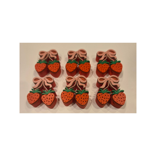 3D Strawberry Straw Toppers