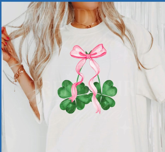 Pink Bow green shamrock
