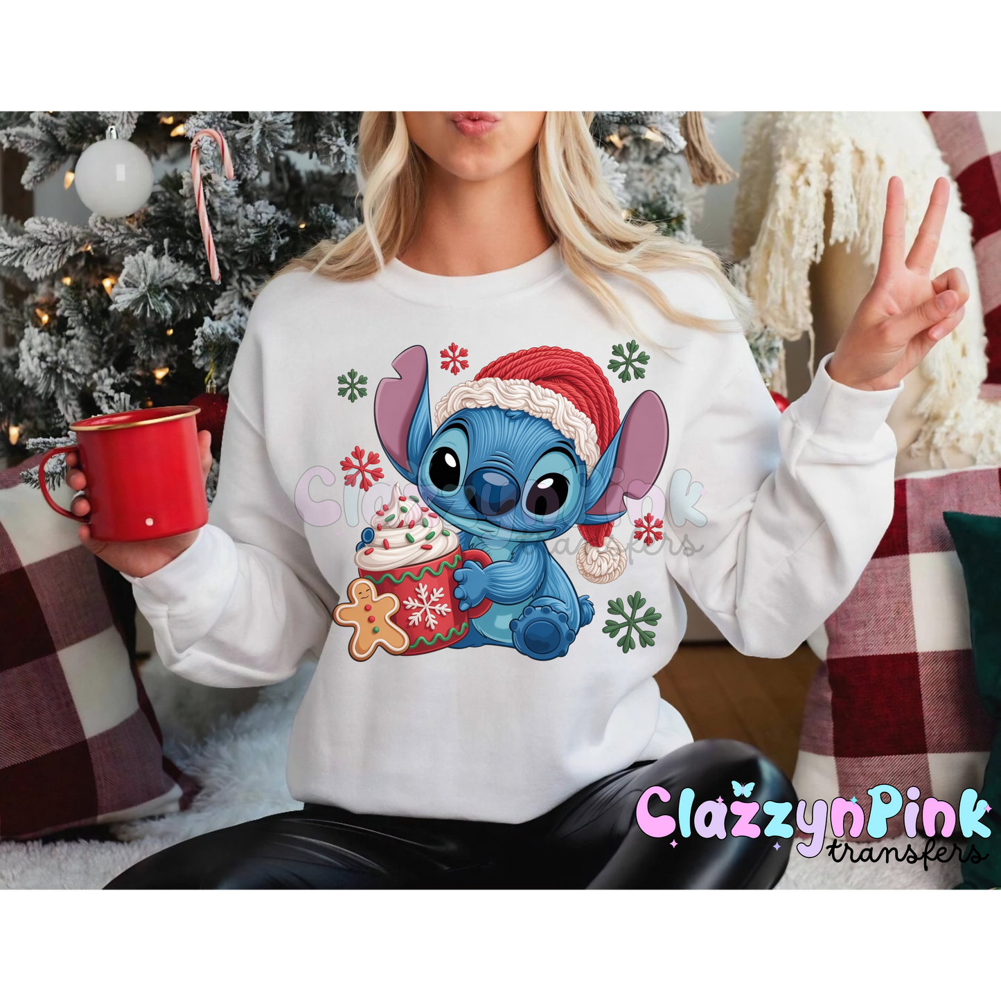 Blue Alien Christmas DTF Transfer