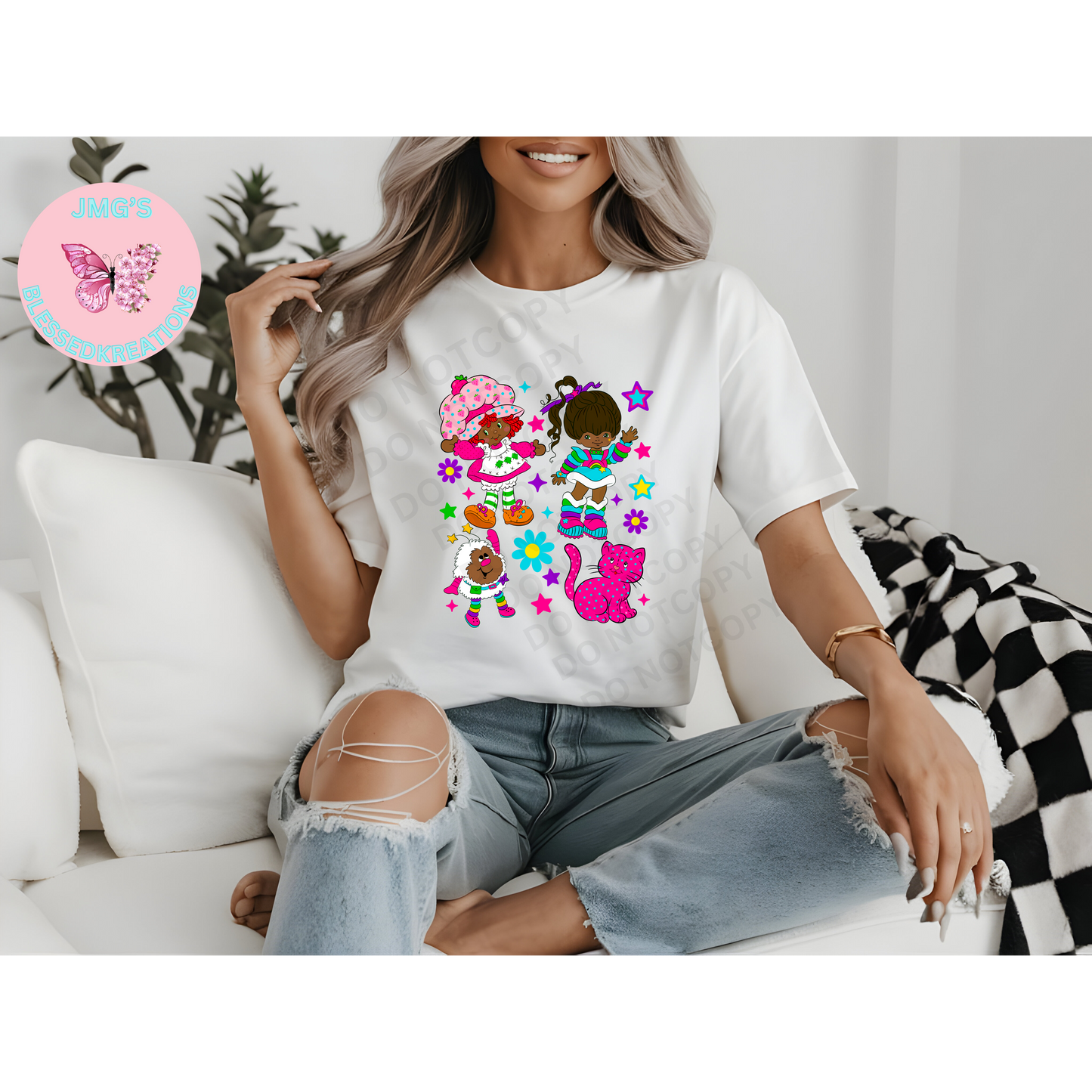 Strawberry & Rainbow African American DTF Transfer