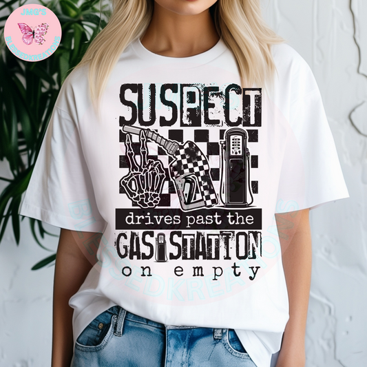 Suspect drives by the gas station om empty