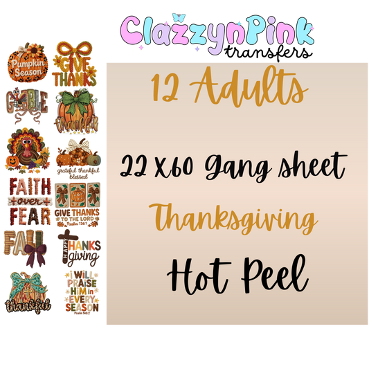Thanksgiving 22x60 Pre-made Gang Sheet