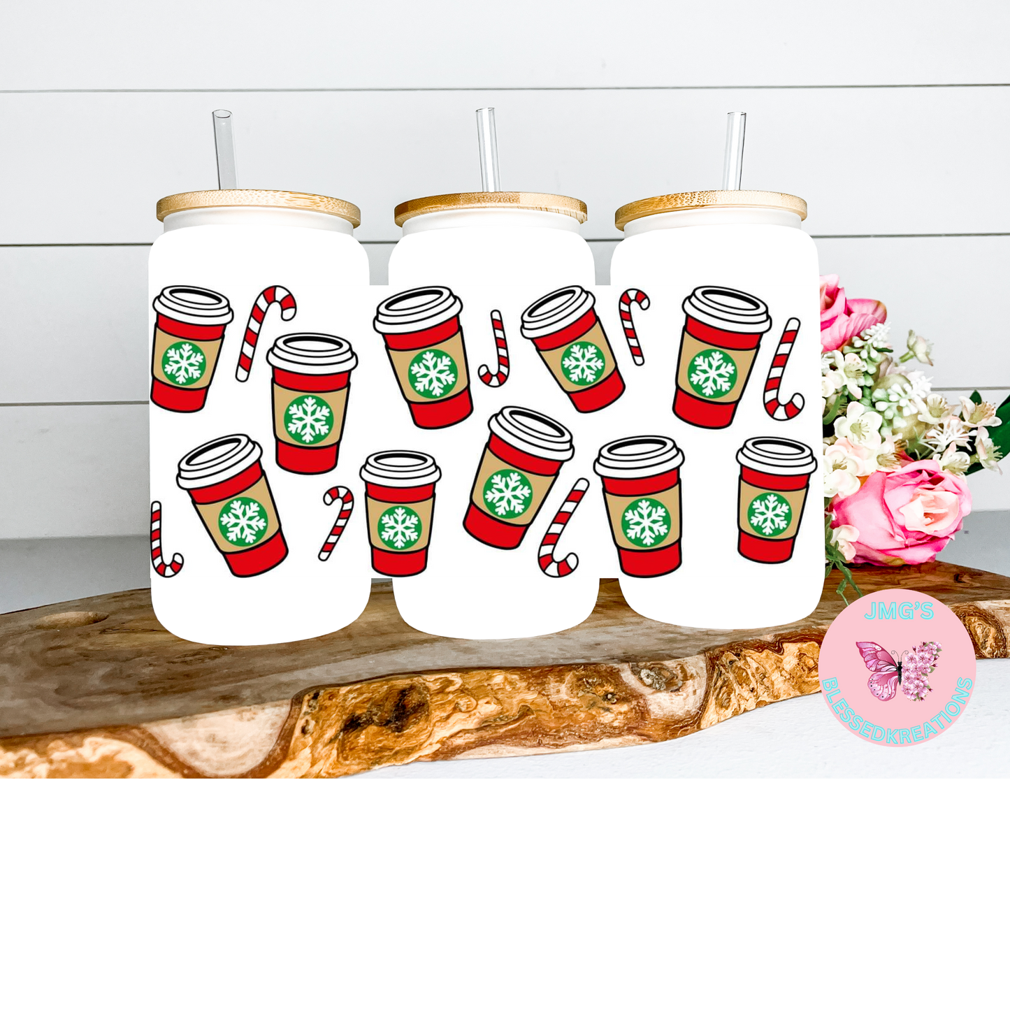 Christmas Latte n candy cane 16oz wrap