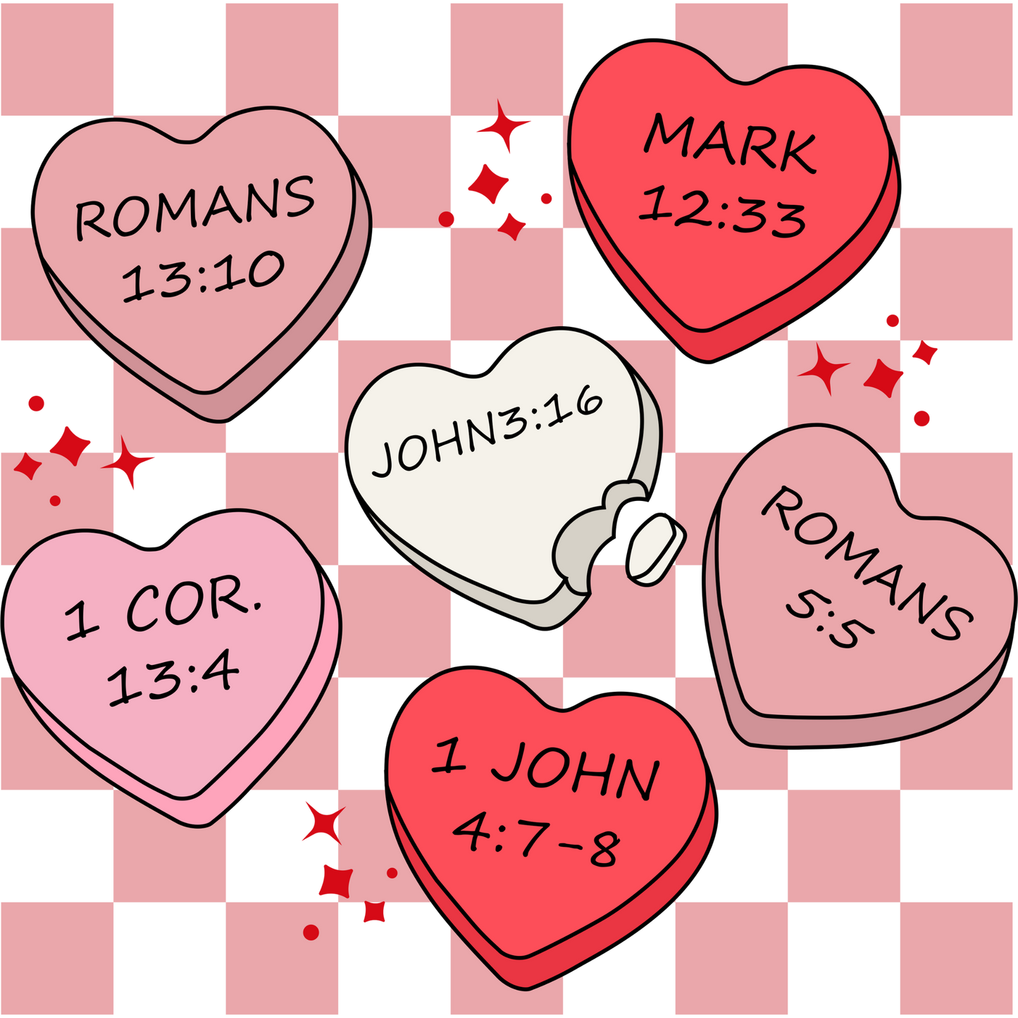 Hearts with holy scriptures DTF Transfers