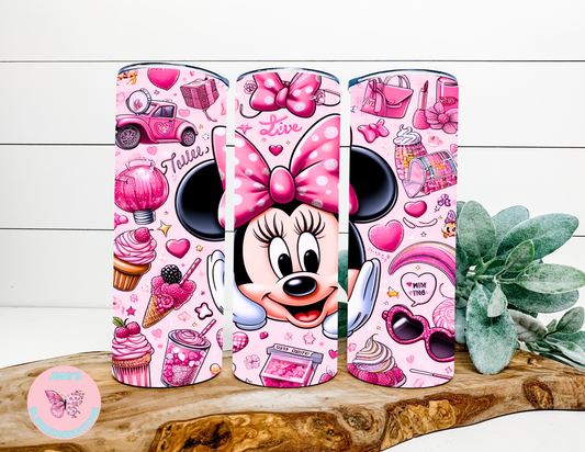 Pink mouse 20oz skinny tumbler