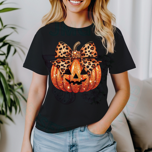 Orange glitter pumpkin DTF