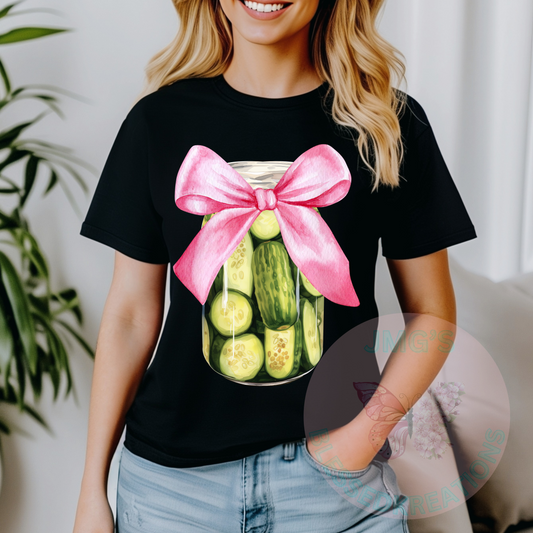 Pink Bow  pickle jar DTF