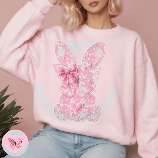 Pink N White Lace Bunny Coquette DTF Transfer