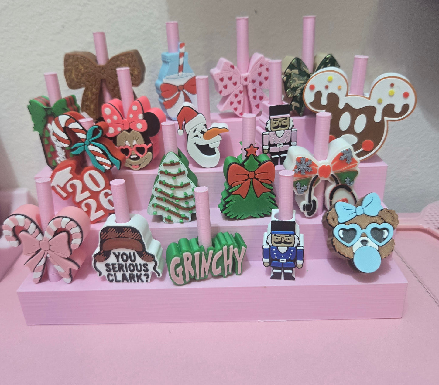 Pink Straw Topper Holder