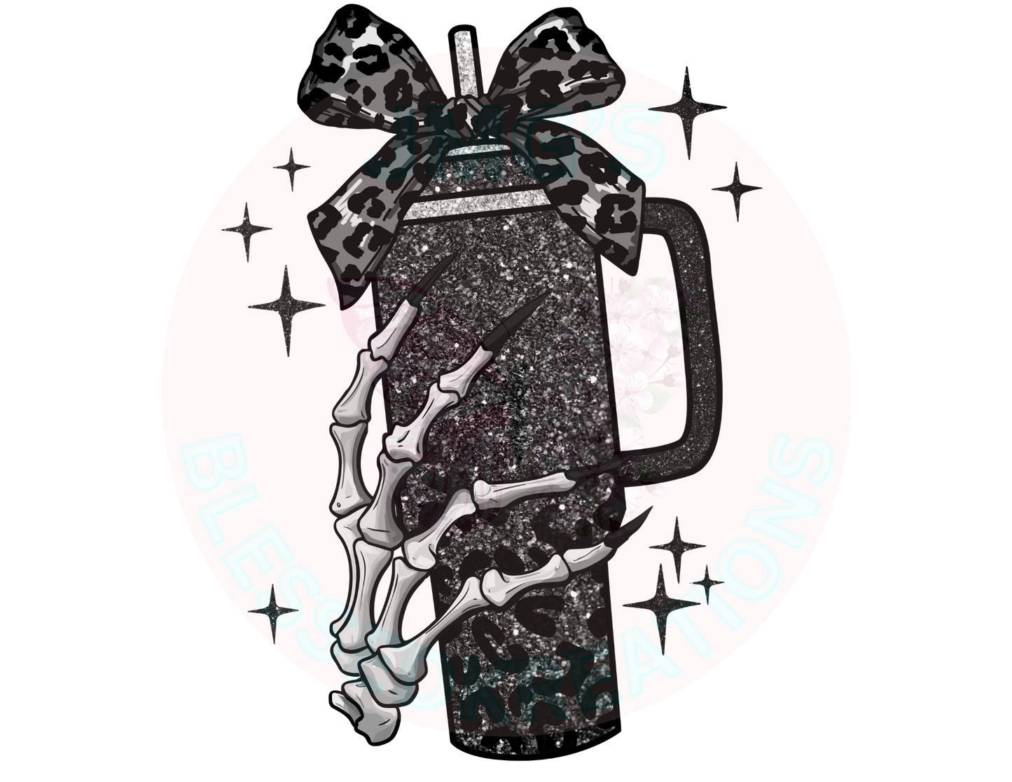 Skeleton hand cup DTF
