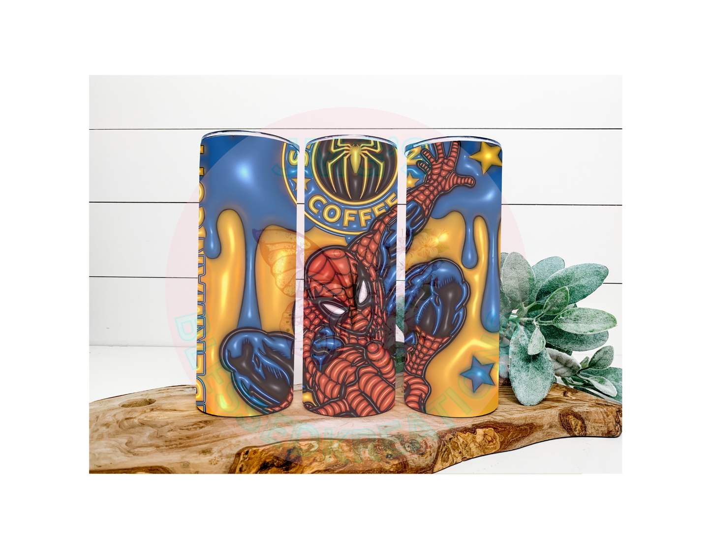 3D Spiderman 20oz skinny sublimation transfer